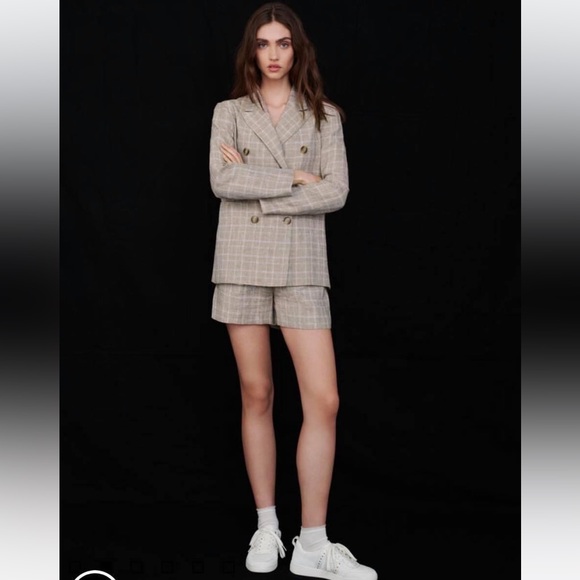 New MAJE PARIS Checked Linen Jacket in Size 6/M/38 - Picture 3 of 11